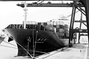 在海口港二期集装箱深水码头迎来了中国海运大