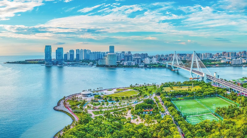 俯瞰生机勃勃的海口湾（海口的海口湾）